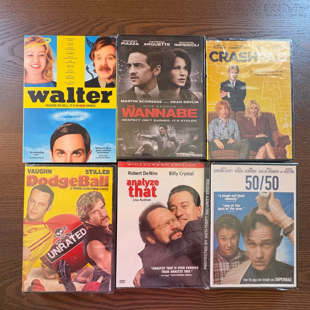 Mixed Comedy Drama DVD Bundle Lot of 6 New DodgeBall 50/50‎ Analyze That Walter
